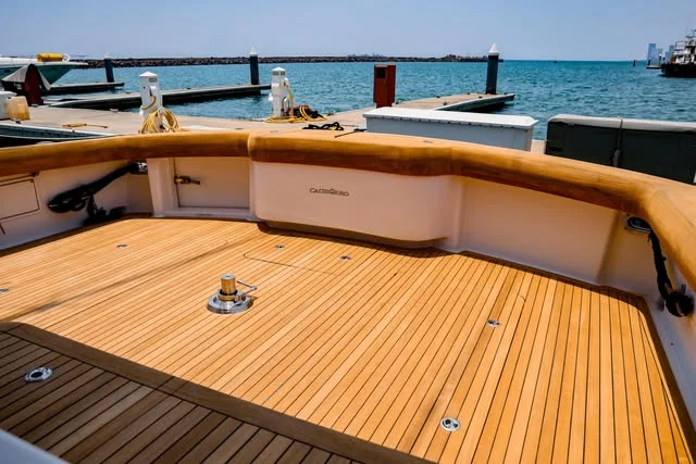 Custom teak cockpit and covering boards from an OTA project